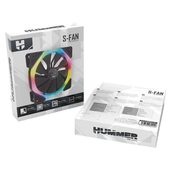 Ventoinha NOX Hummer S-FAN (Não suportado - ARGB Rainbow de anel duplo - Preto), miniatura 6