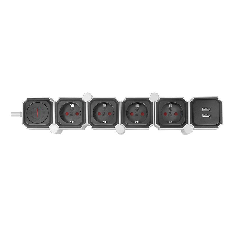 Bloco de Tomadas Flexível LOGILINK LPS276U (Cinzento), miniatura 3