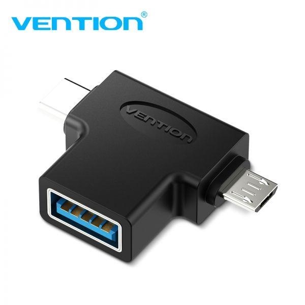 Adaptador OTG VENTION CDIB0 (Micro USB, USB Type-C - USB 3.0 - Preto) — miniatura 2