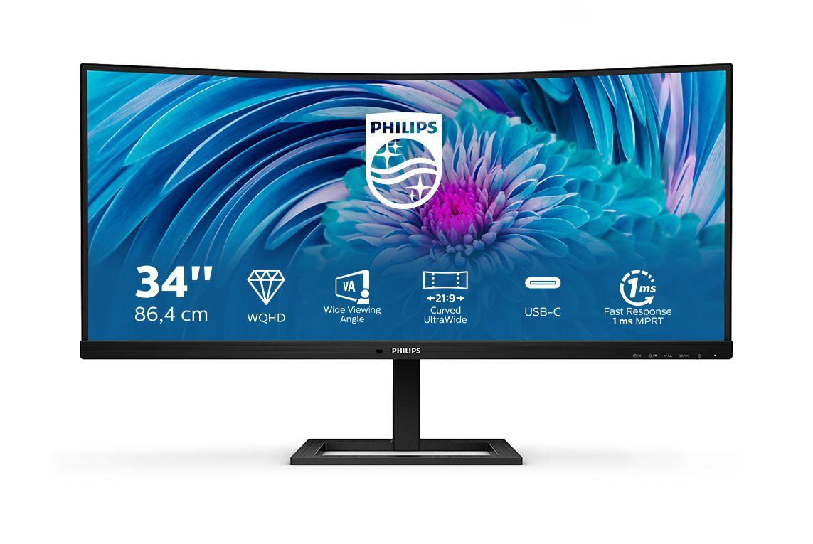 Monitor PHILIPS 346E2CUAE/00 (34" - VA - 100 Hz - Preto)