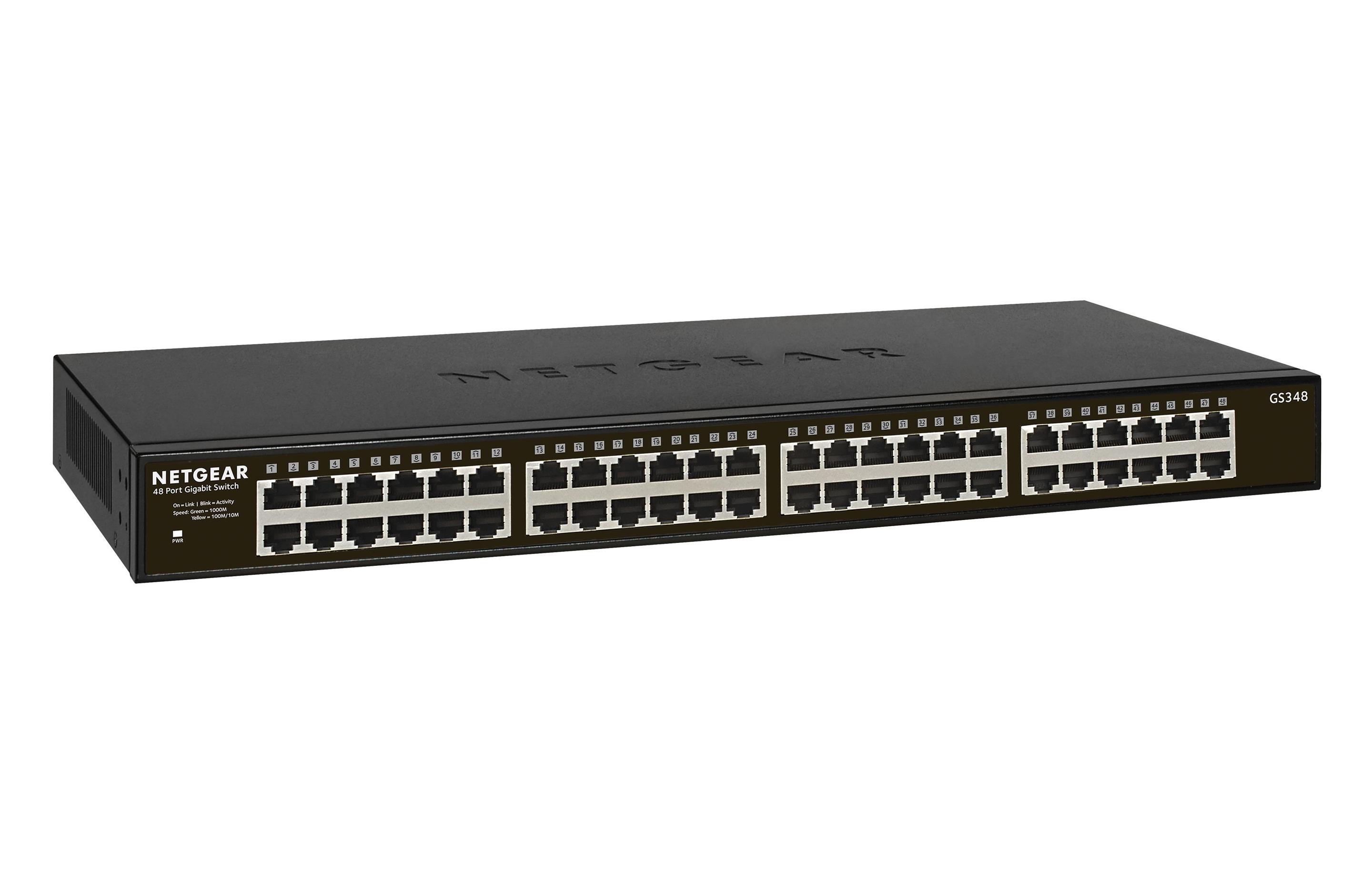 Switch NETGEAR GS348 (Gigabit Ethernet - 10, 100, 1000 Mbit/s - 96 Gbit/s - Preto) — miniatura 2