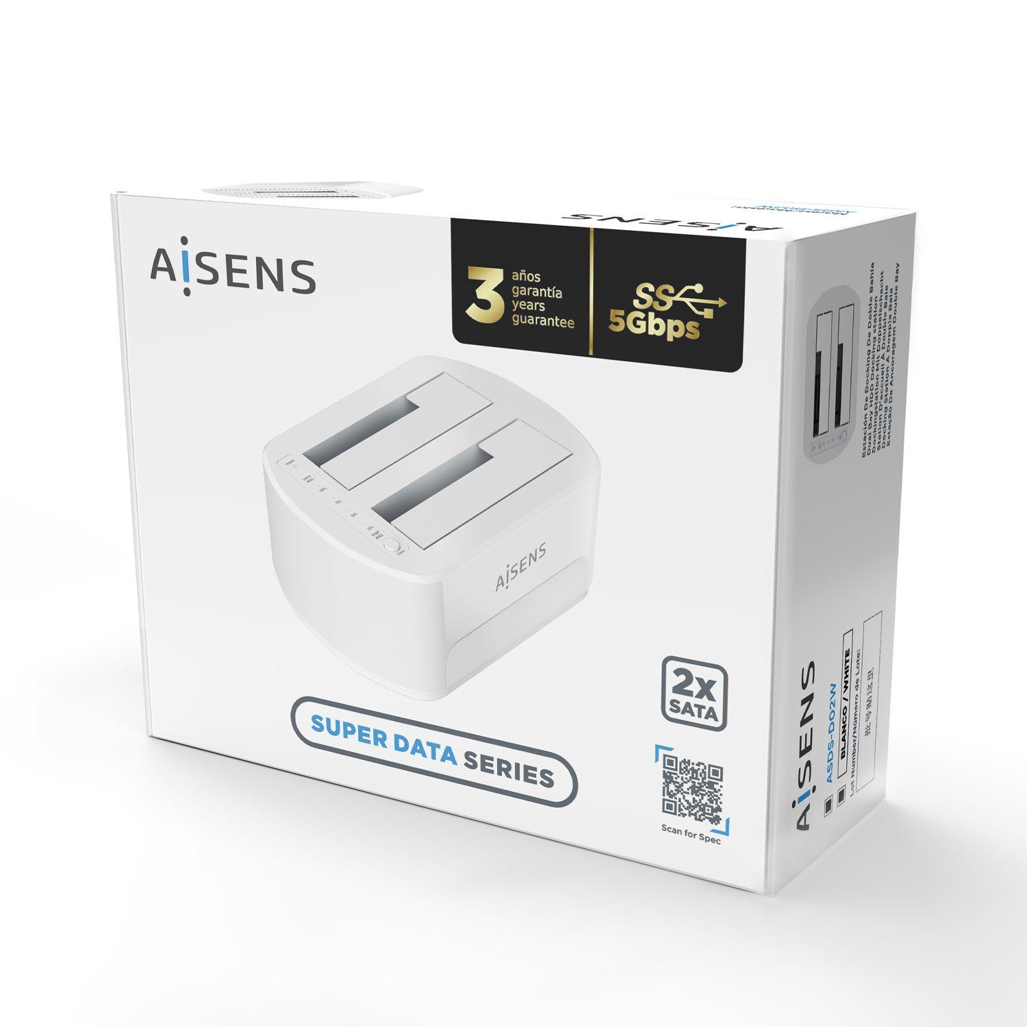 Estação de Docking Dupla AISENS ASDS-D02W (2,5 e 3,5 polegadas - 4200 RPM / 5400 RPM / 7200 RPM - Branco) — miniatura 5