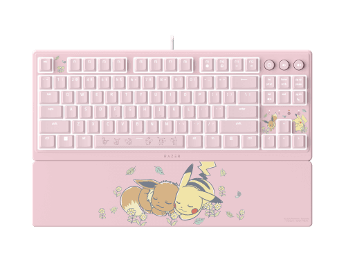 Teclado RAZER Ornata V3 Tenkeyless – Pikachu & Eevee Edition (US - Tecla com membrana mecânica - 80 - Rosa)