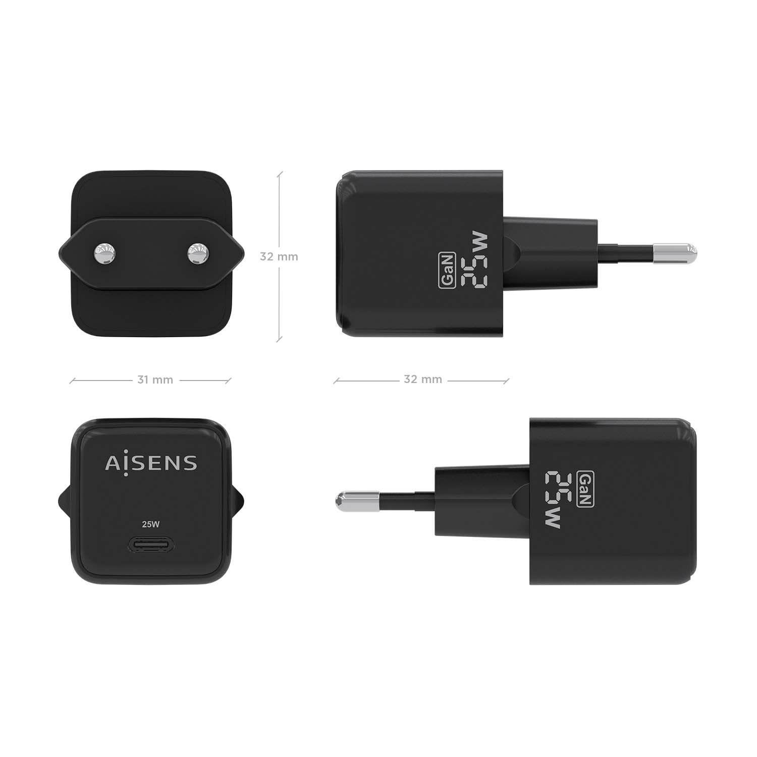 Carregador de Dispositivos Móveis AISENS ASCH-25W1P013-BK (25 W - Preto), miniatura 4