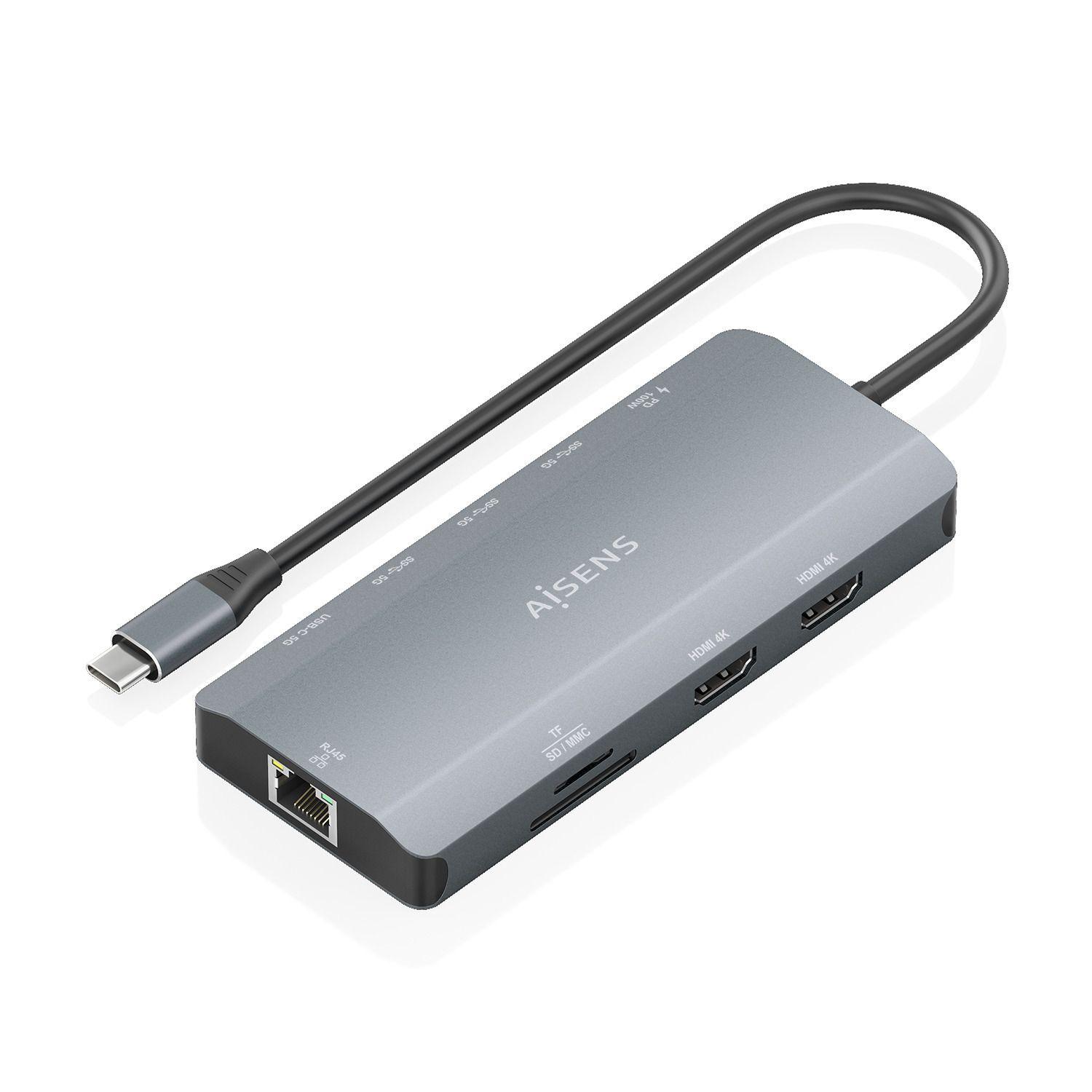 Docking Station USB-C AISENS ASUC-10P052-GR (0,2 m - Cinzento)