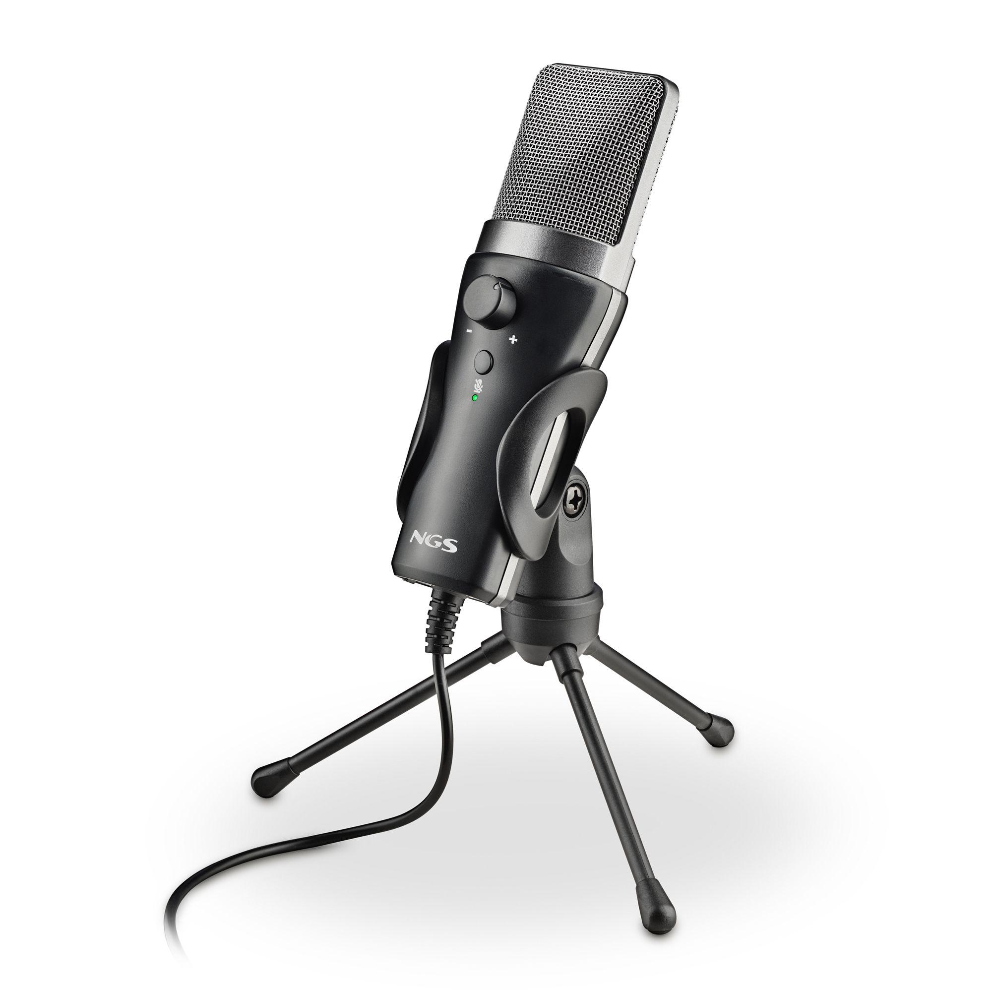 Microfone NGS MS120 (Microfone de podcast - Com fios - USB - Preto)