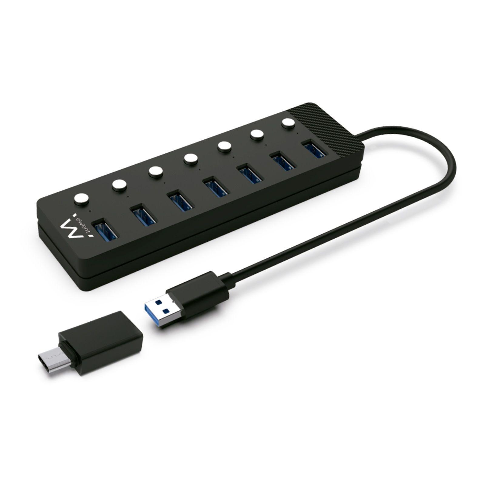 Hub USB EWENT EW1147 (1 m - Preto)