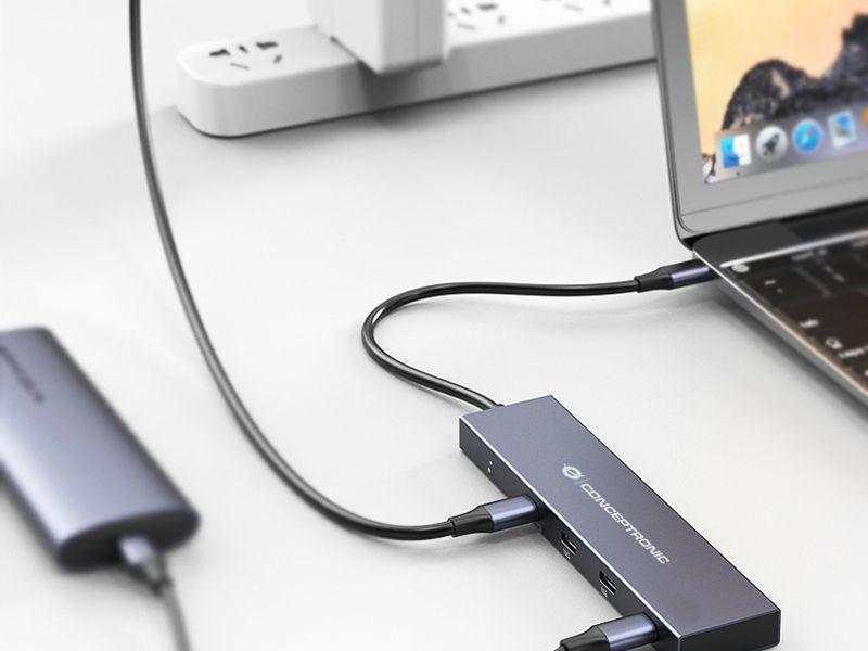 Hub USB-C CONCEPTRONIC HUBBIES14G (0,25 m - Cinzento) — miniatura 5