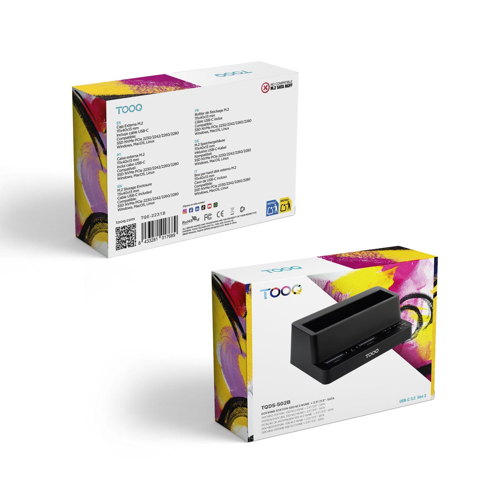 Base de Acoplamento TOOQ TQDS-502B (2,5, 3,5, M.2 - PCI Express, SATA - Preto) — miniatura 8