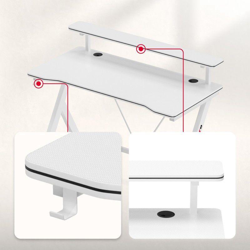 Mesa Gaming HUZARO Hero 1.9 (120 x 60 cm - 75 kg - Estilo fibra de carbono - Branco), miniatura 4