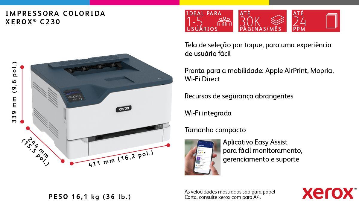Impressora Laser a Cores XEROX C230V_DNI (A4 - 251 folhas - Com Fios - Azul e Branco), miniatura 7