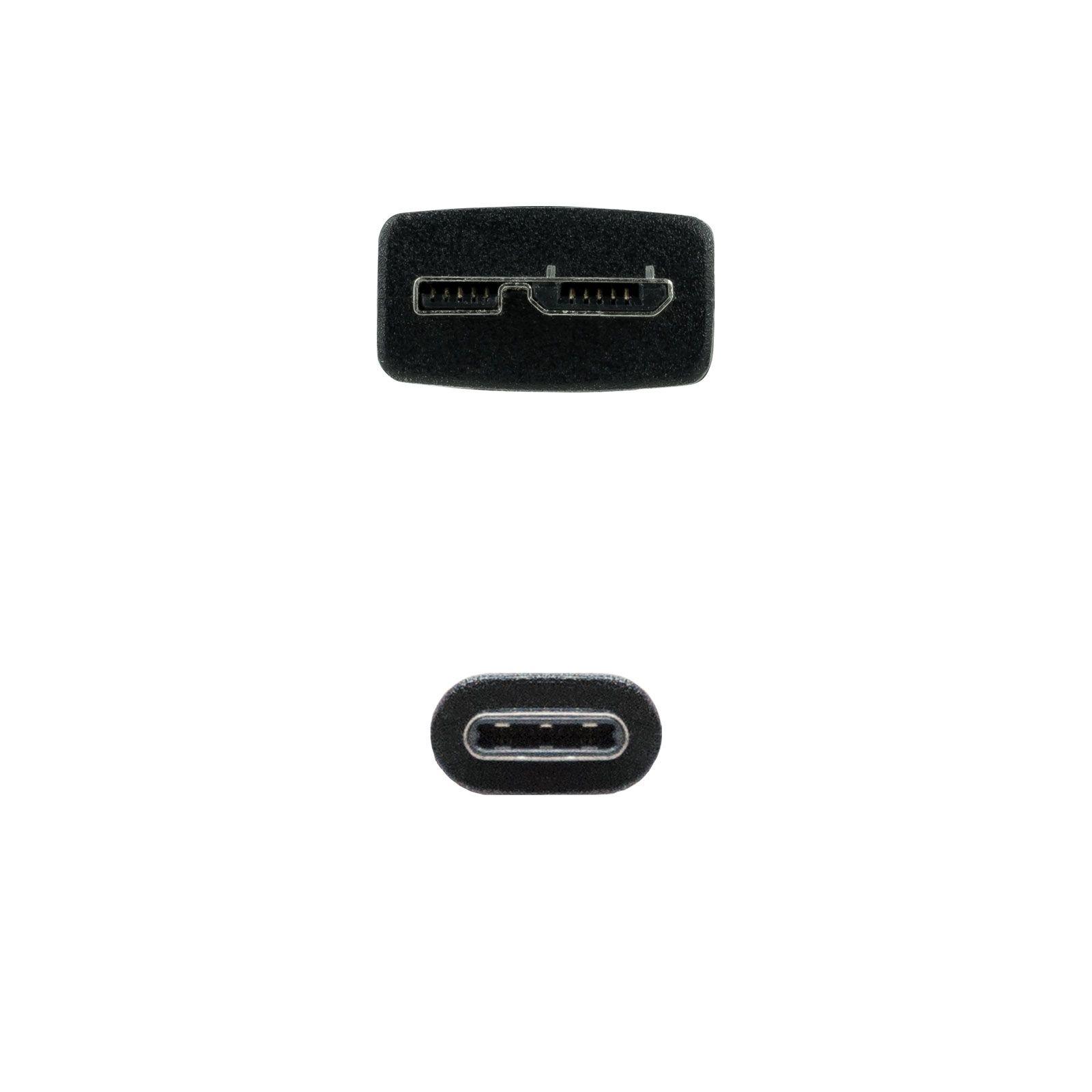 Cabo USB NANOCABLE 10.01.1201-BK (1 m - USB-C - Micro-USB B - Preto), miniatura 3