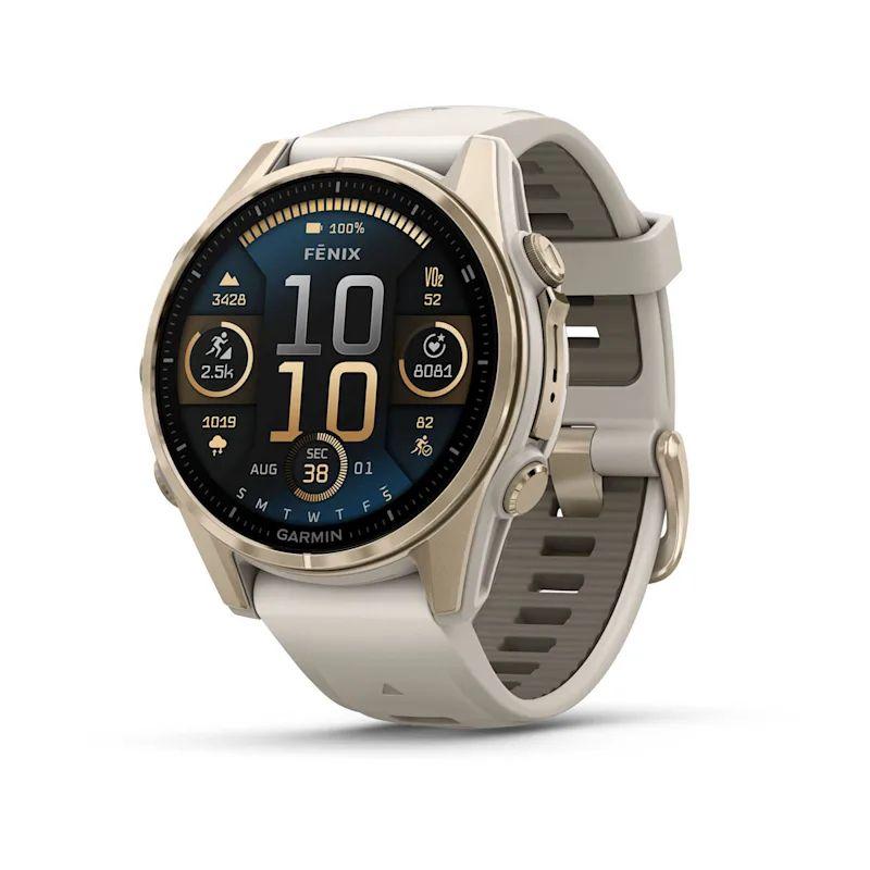 Smartwatch GARMIN fēnix 8 AMOLED Sapphire 43 mm (1,3" - Cinzento Névoa/Dourado Suave)