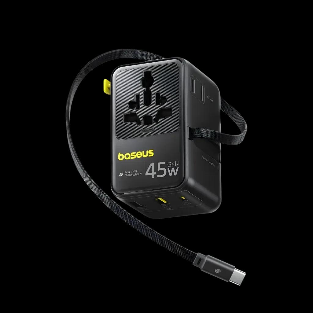 Carregador de Viagem Universal BASEUS PicoGo AG11 Fast (45 W - GaN - 2 tomadas universais - Preto Cósmico)