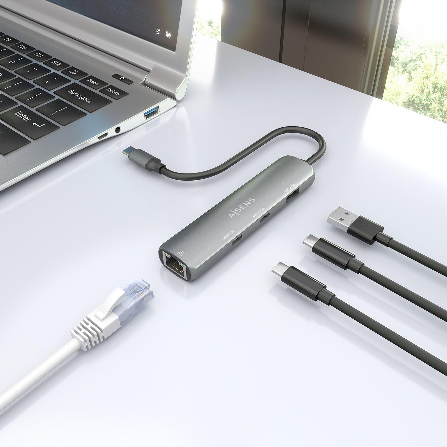 Adaptador de Rede USB-C AISENS ASUC-4P040-GR (0,15 m - Windows 10, Windows 11 - Cinzento), miniatura 6