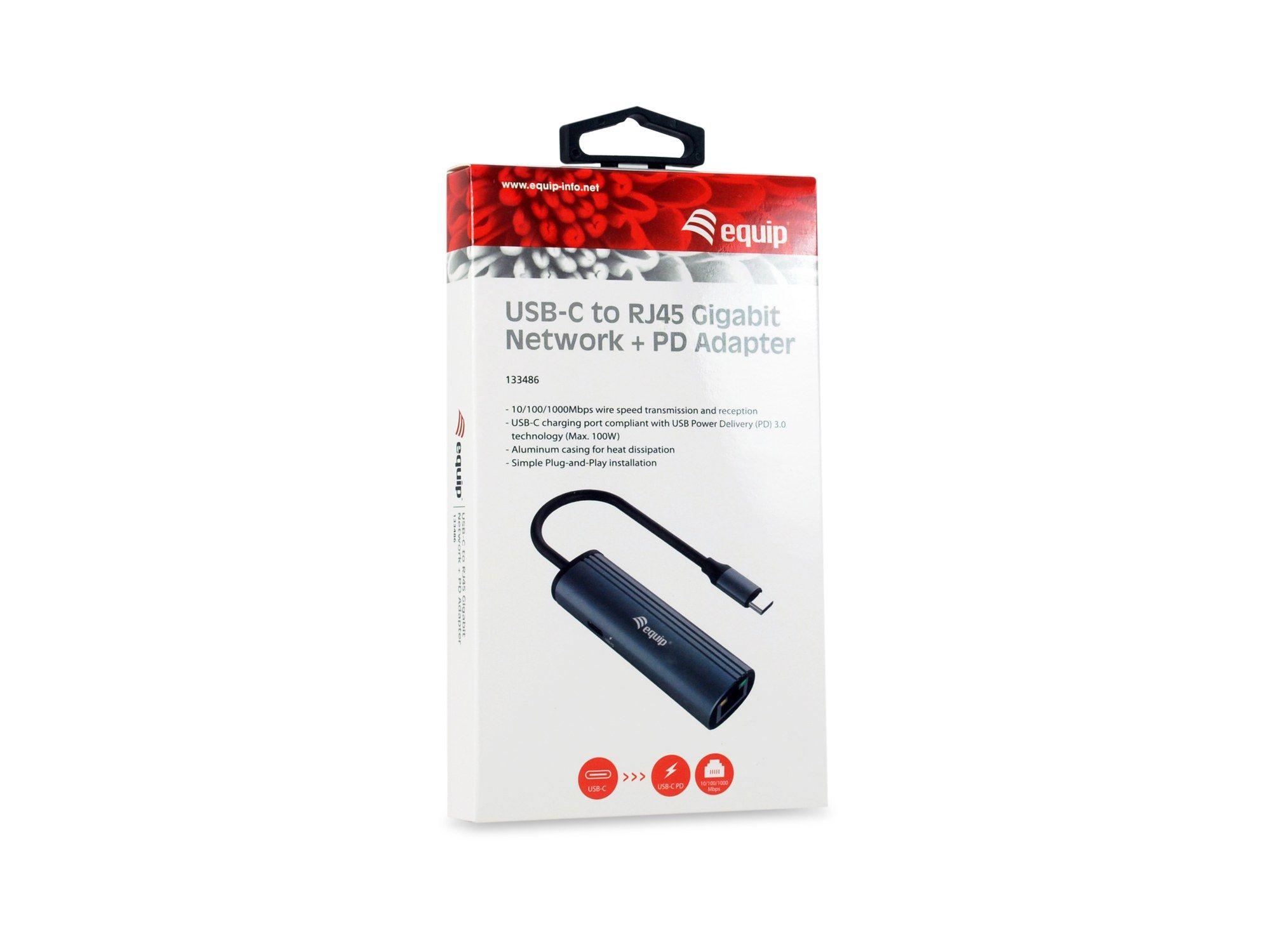 Adaptador de Rede USB-C para RJ45 EQUIP 133486 (Preto/Cinzento), miniatura 5
