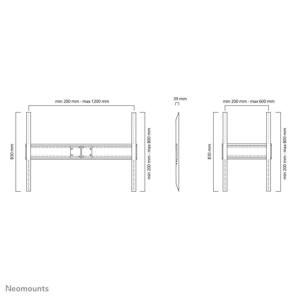Suporte de Parede para TV NEOMOUNTS LFD-W1500 (200 x 200 mm a 1200 x 800 mm - 1200 x 800 mm - 200 x 200 mm - Preto), miniatura 3