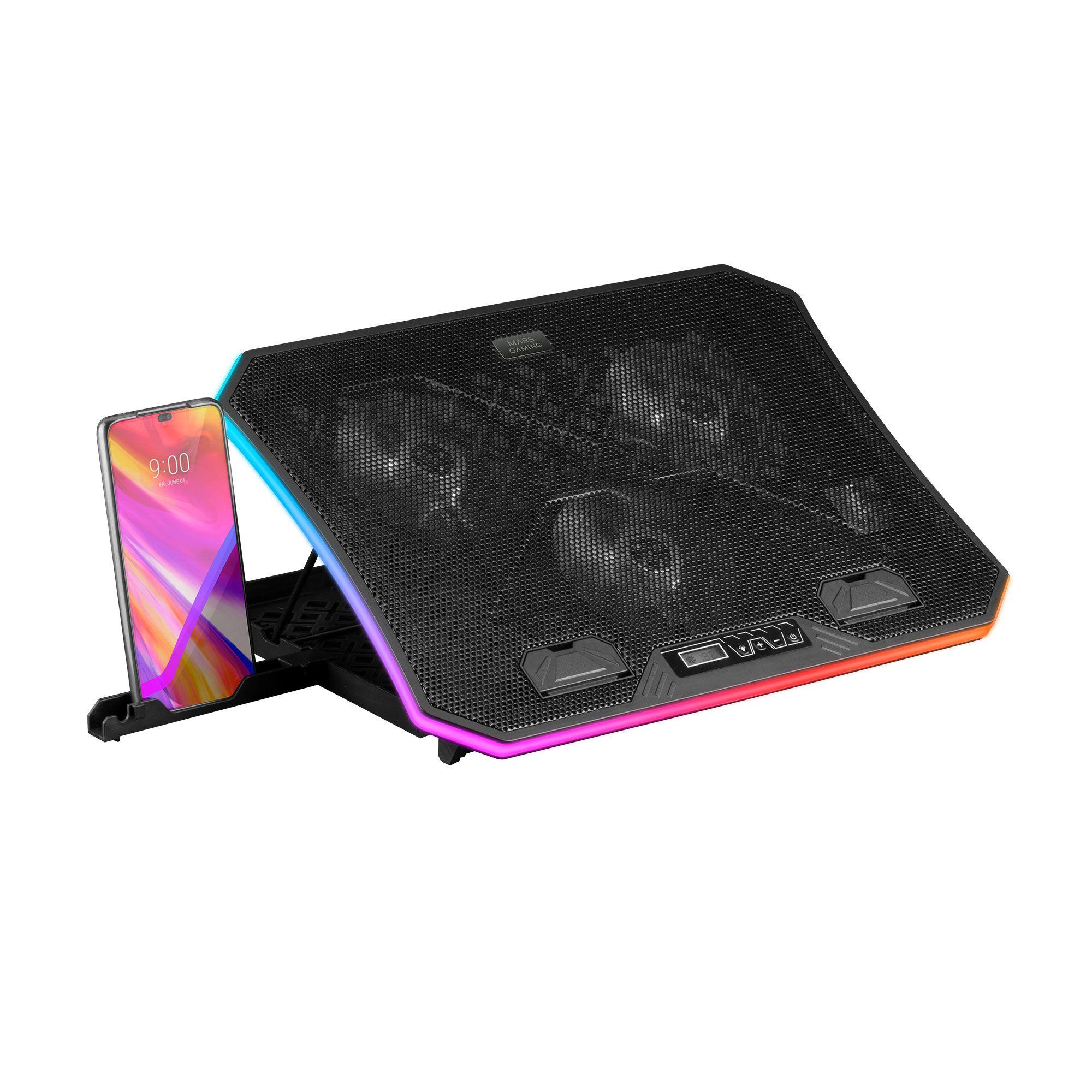 Base de Refrigeração MARS GAMING MNBC6 (19" - 3 Ventoinhas - Preto)