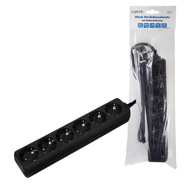Régua de Tomadas LOGILINK LPS238B (1,5 m - Preto), miniatura 4