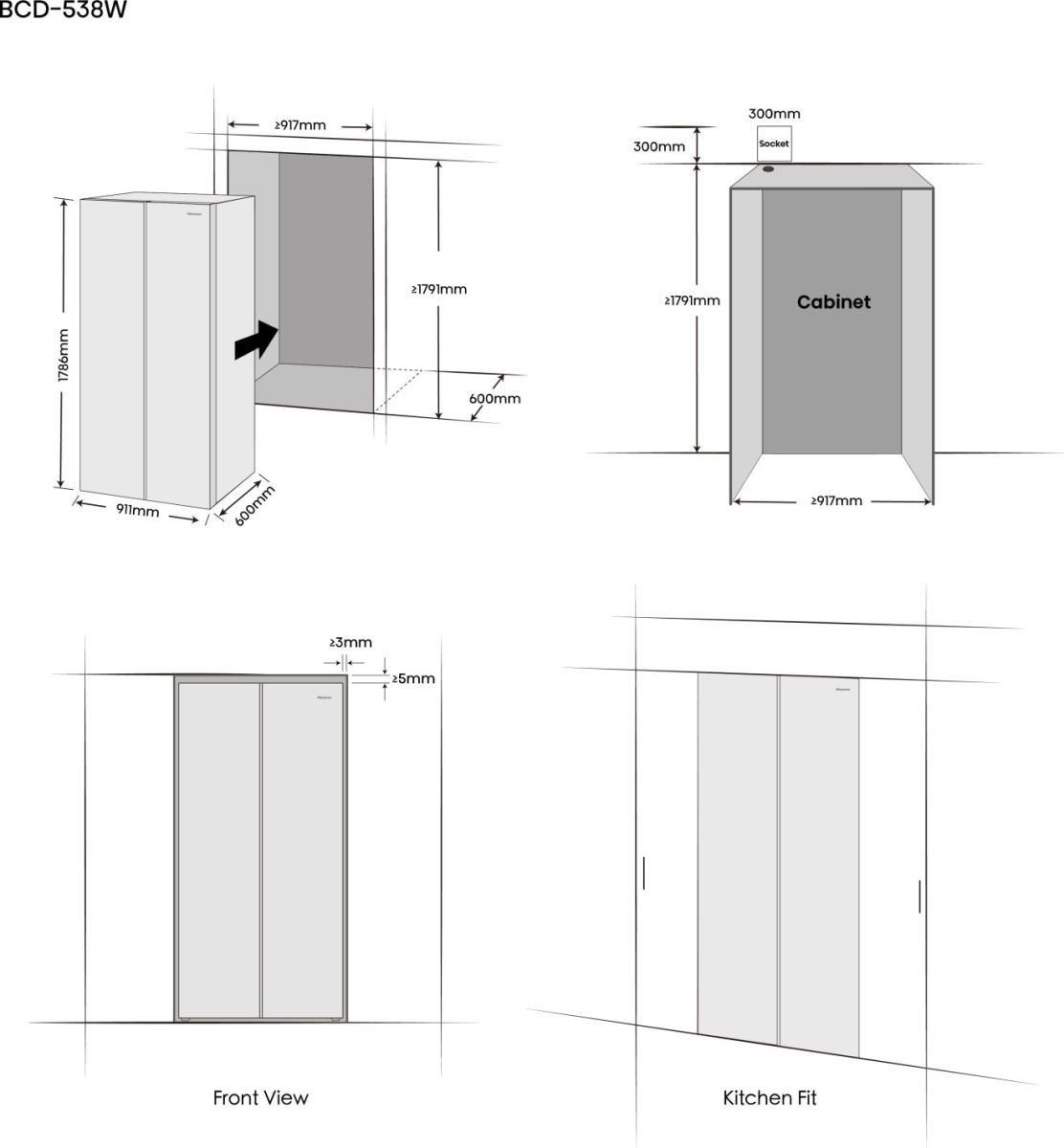 Frigorífico Americano Independente HISENSE RS3P538NAIE (527 L - 178,6x91,1x60 cm - Inox Cinzento), miniatura 9