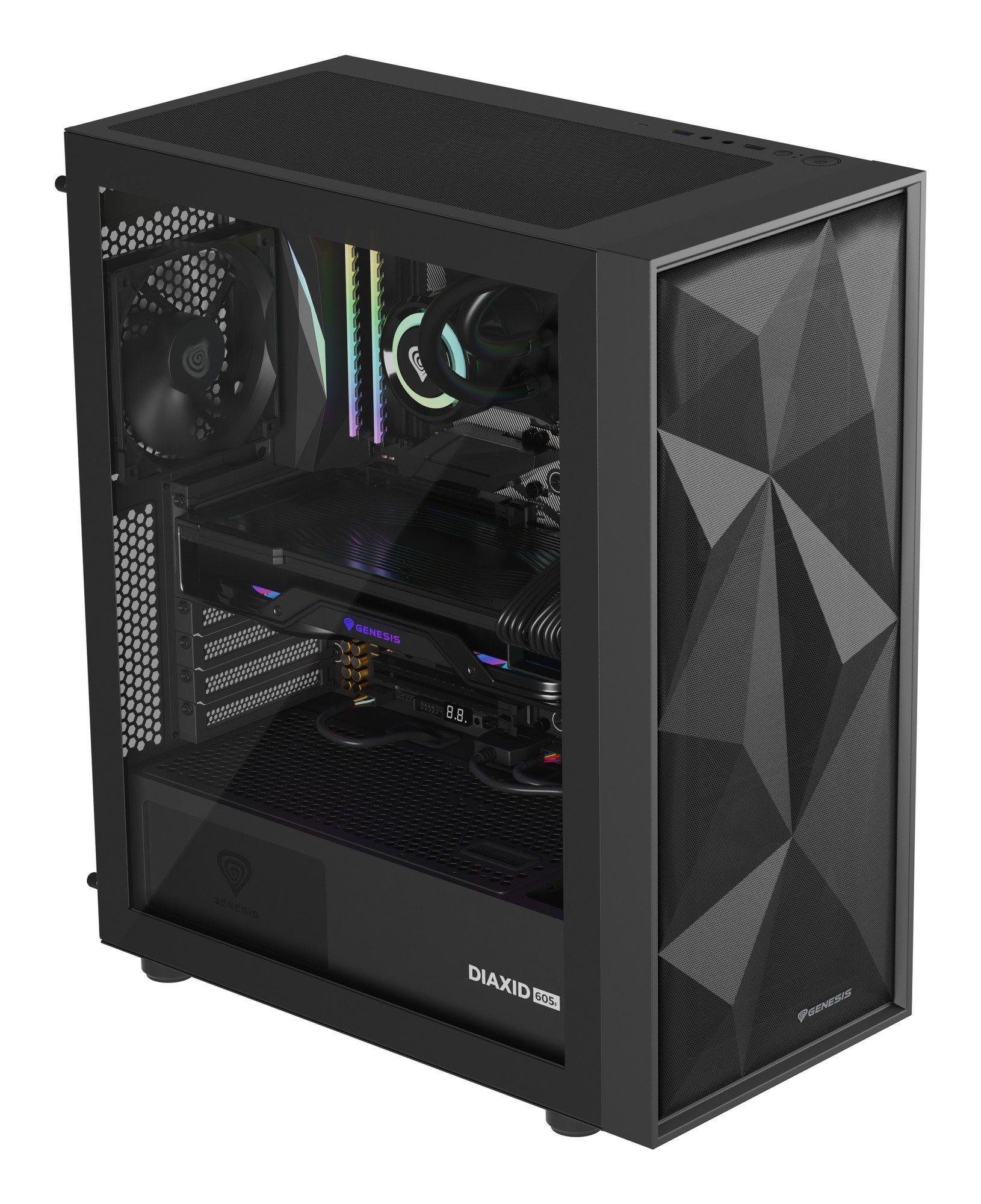 Caixa de Computador GENESIS Diaxid 605F (ATX, Micro ATX, Mini-ATX - Midi Tower - ABS, Aço, Vidro temperado - Preto) — miniatura 6