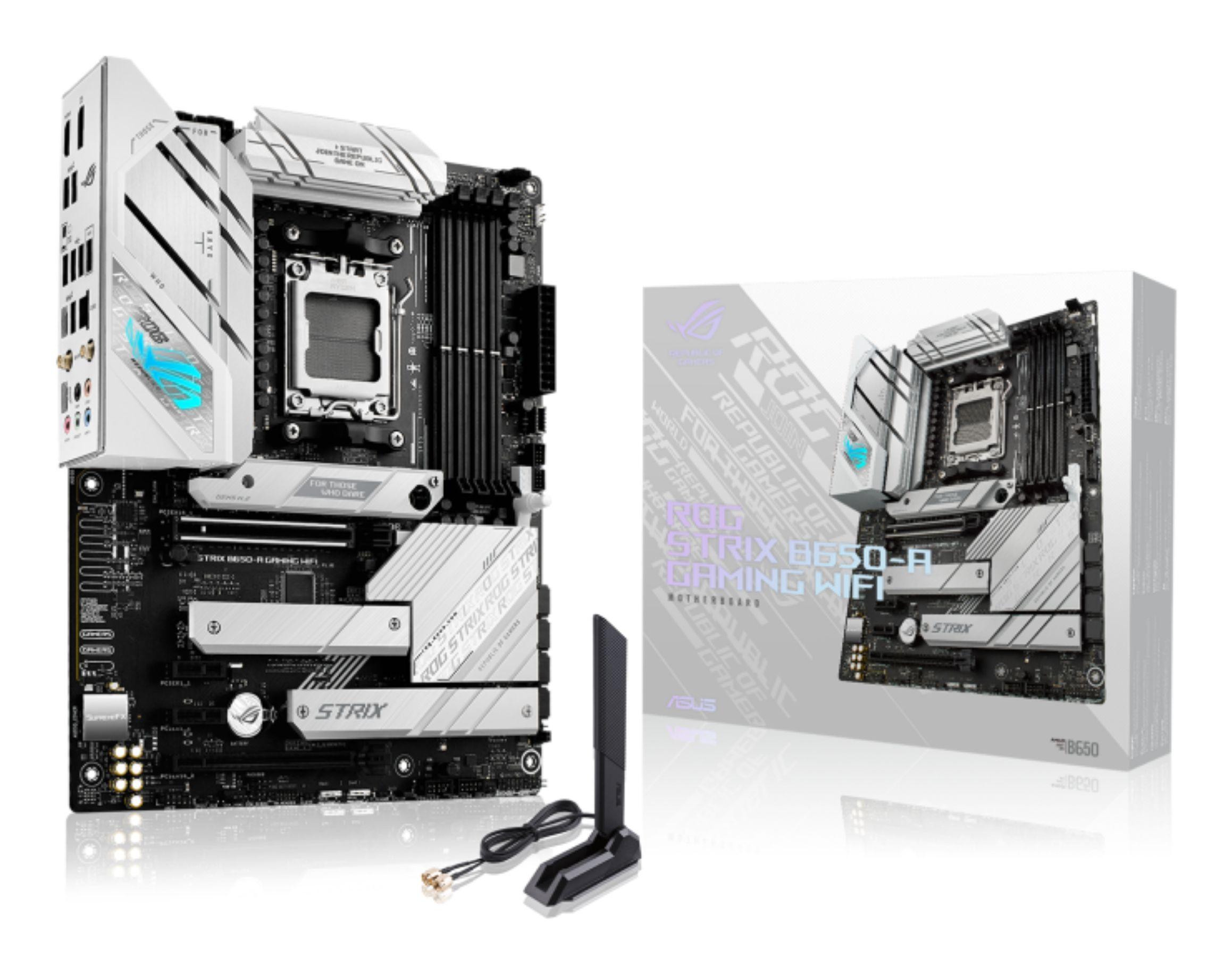 Motherboard ASUS ROG STRIX B650-A GAMING WIFI (AM5 - AMD Ryzen 7 - ATX - Preto e Prateado)