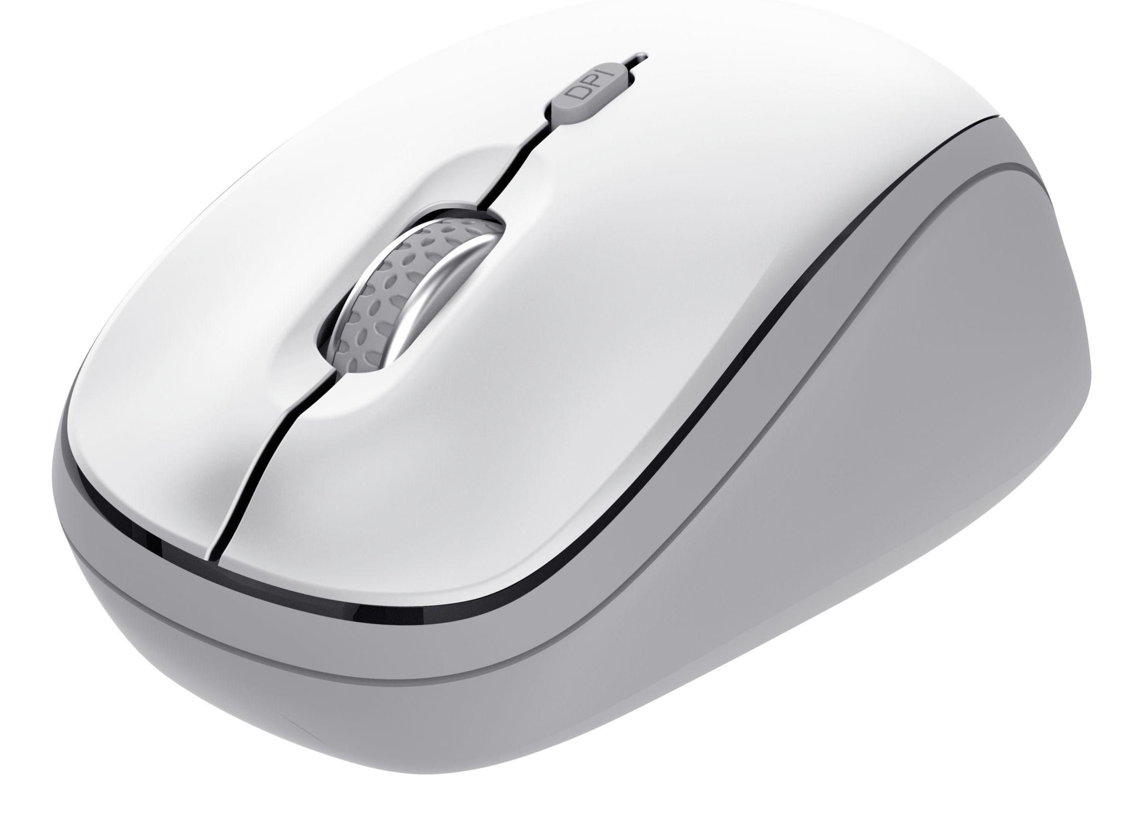 Rato TRUST Yvi+ (Ambidestro - 1600 DPI - Ótico - Branco)