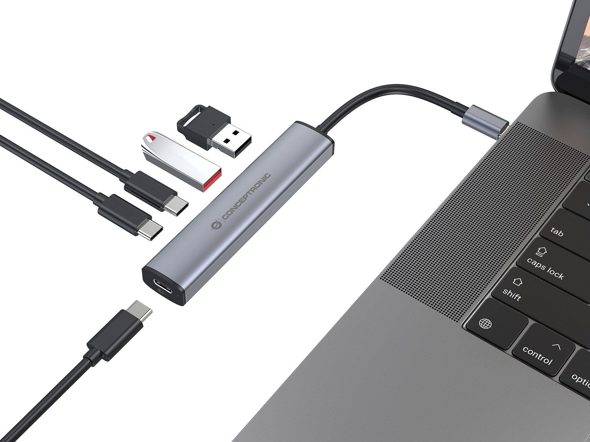 Hub USB-C CONCEPTRONIC HUBBIES22G (Cinzento) — miniatura 4