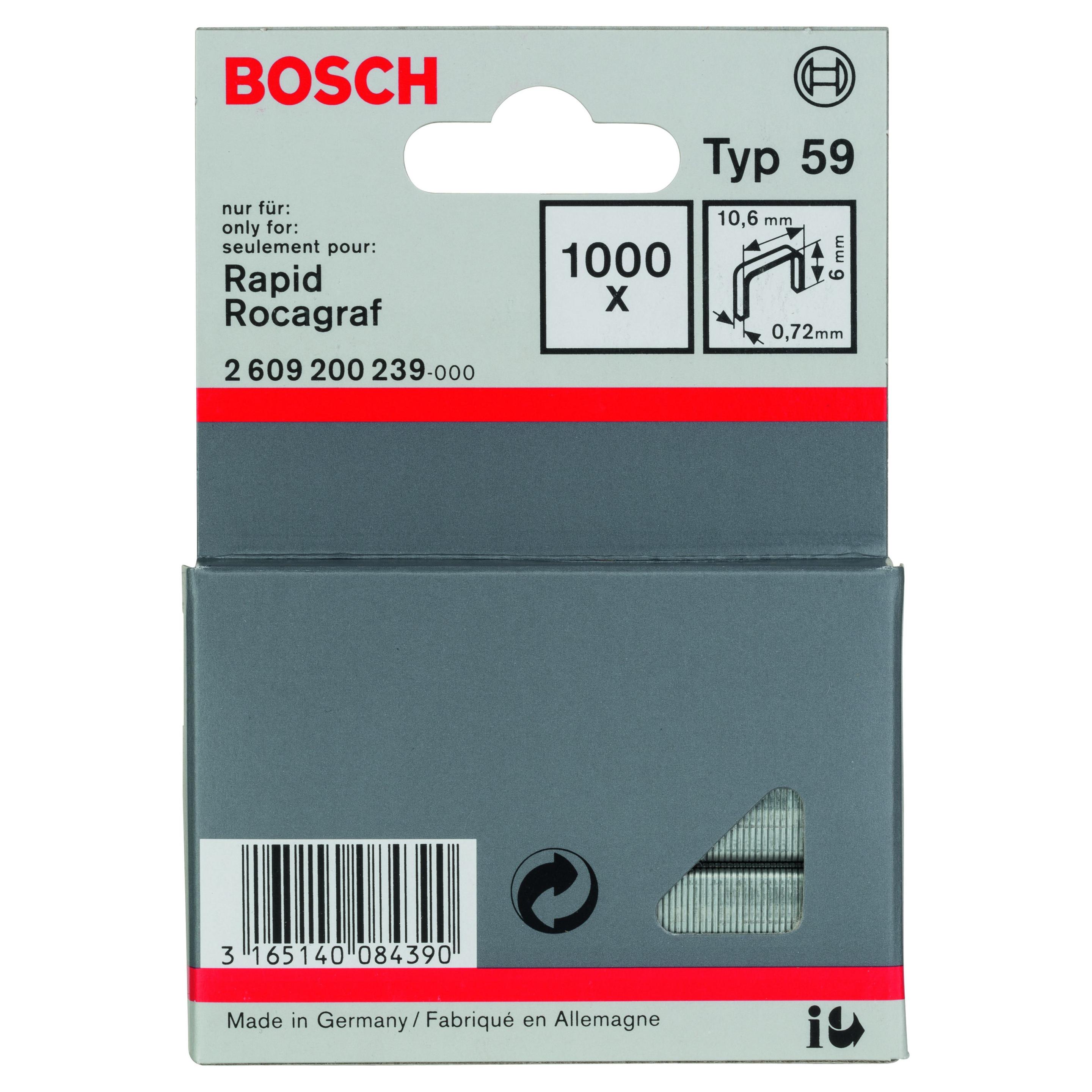 Agrafos de Arame Fino BOSCH 2609200239 (Tipo 59 - 10,6 x 0,72 x 6 mm), miniatura 2
