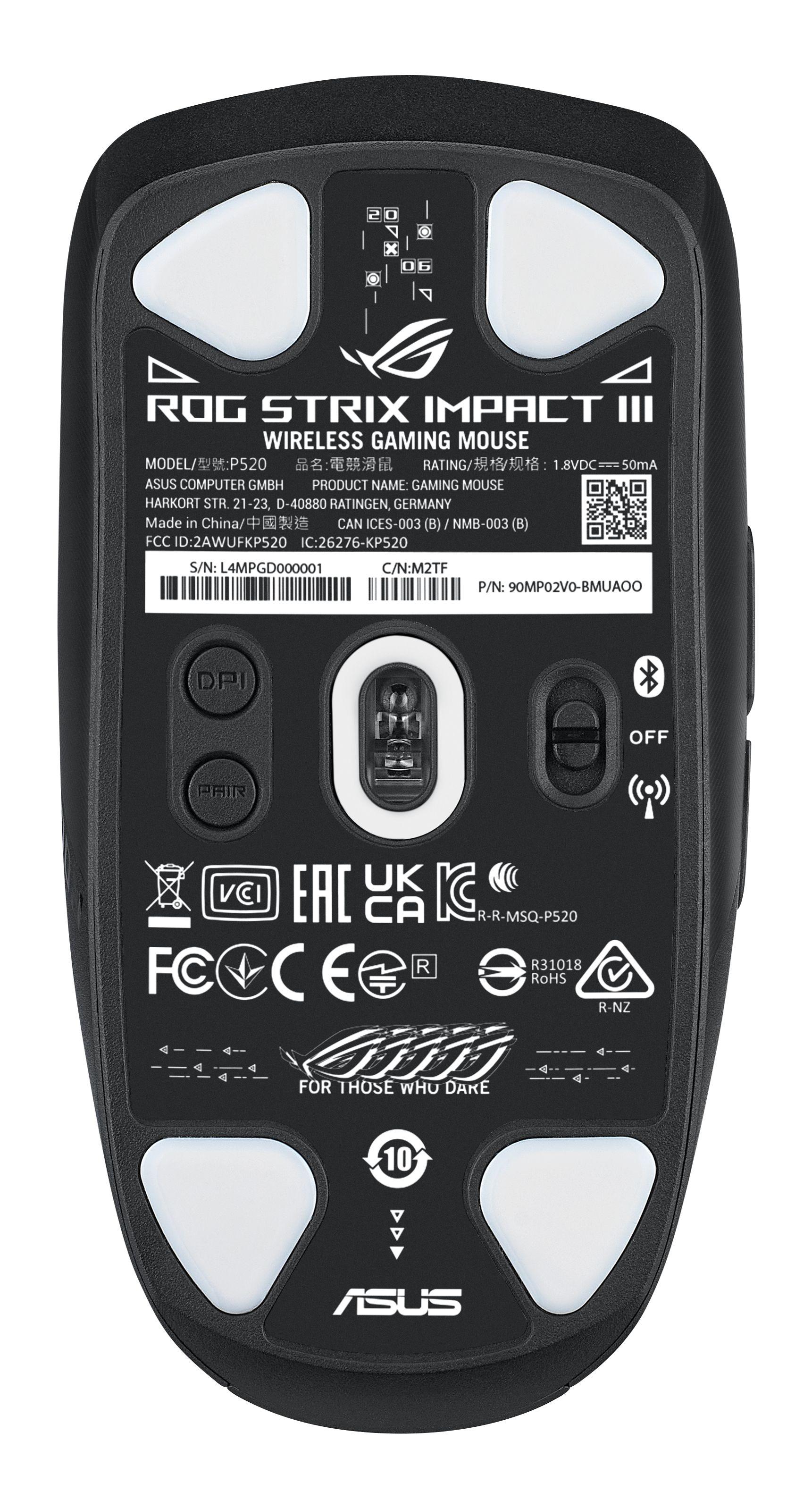 Rato ASUS ROG Strix Impact III Wireless (Ambidestro - 36000 DPI - Ótico - Preto), miniatura 2