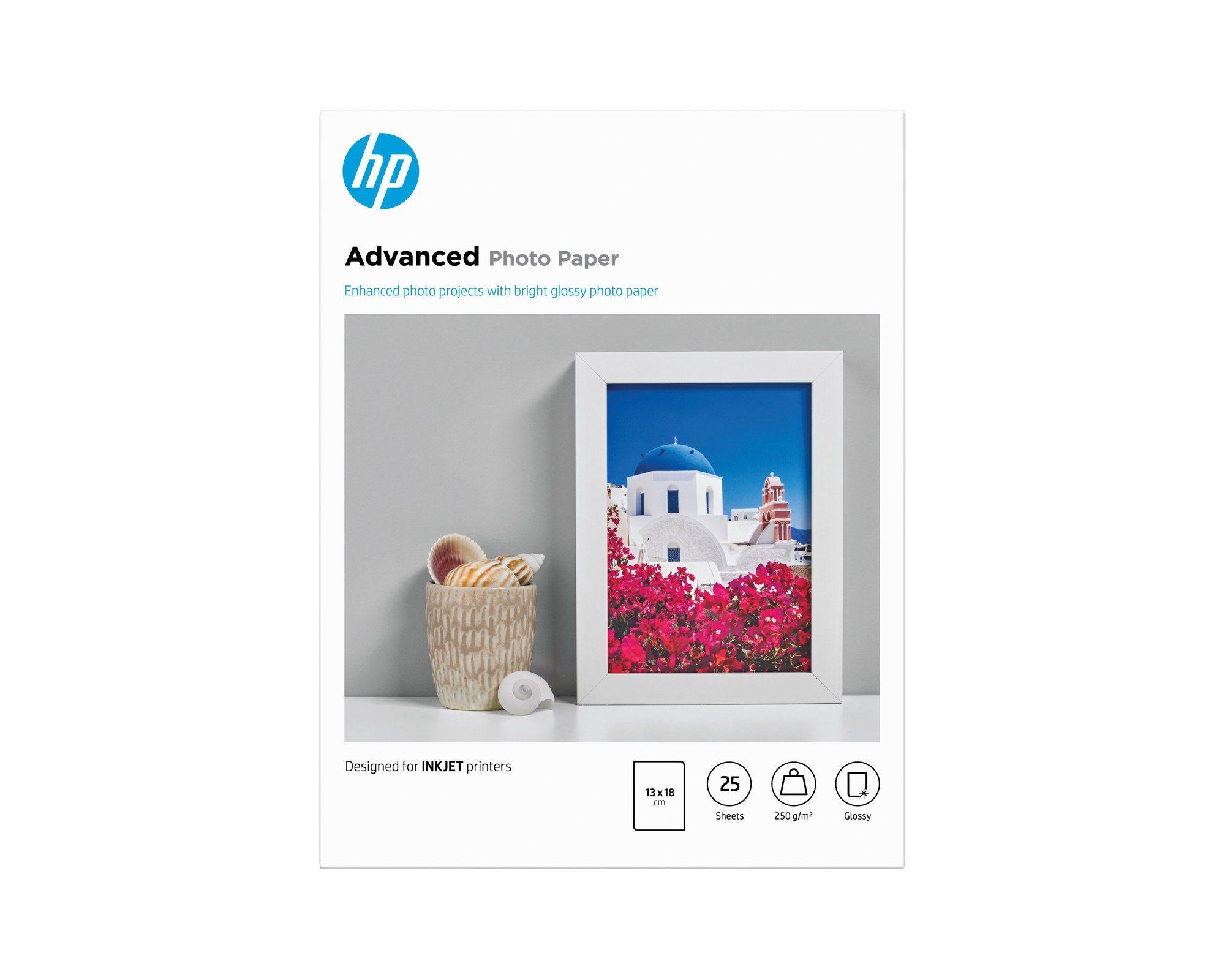 Papel Fotográfico HP Q8696A (250 g/m² - 13 x 18 cm - 25 folhas - Brilhante, sem margens)