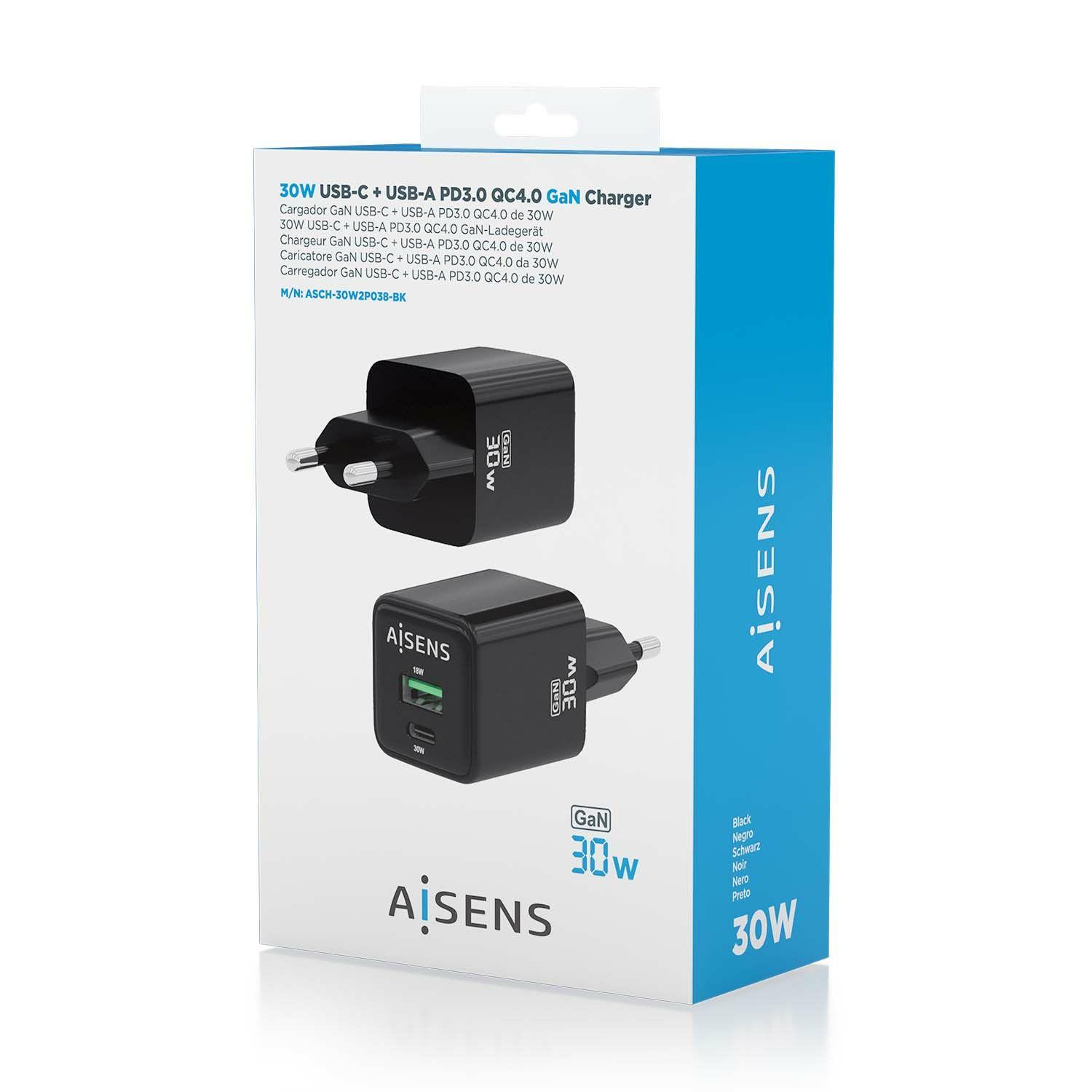 Carregador AISENS ASCH-30W2P038-BK (33 W - 30 W - Preto), miniatura 6