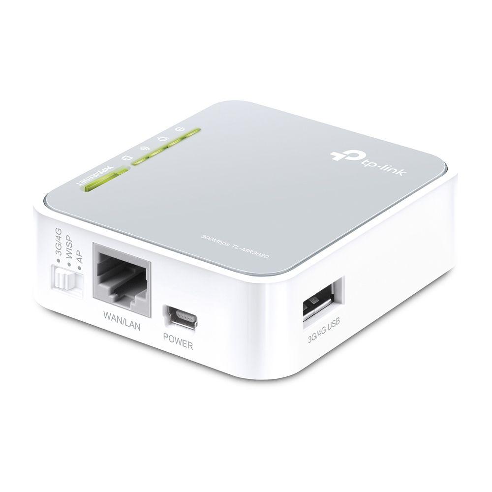 Router 3G/4G Portátil TP-LINK TL-MR3020 (Wi-Fi 4 - 300 Mbit/s - Banda única - Prateado e Branco) — miniatura 2