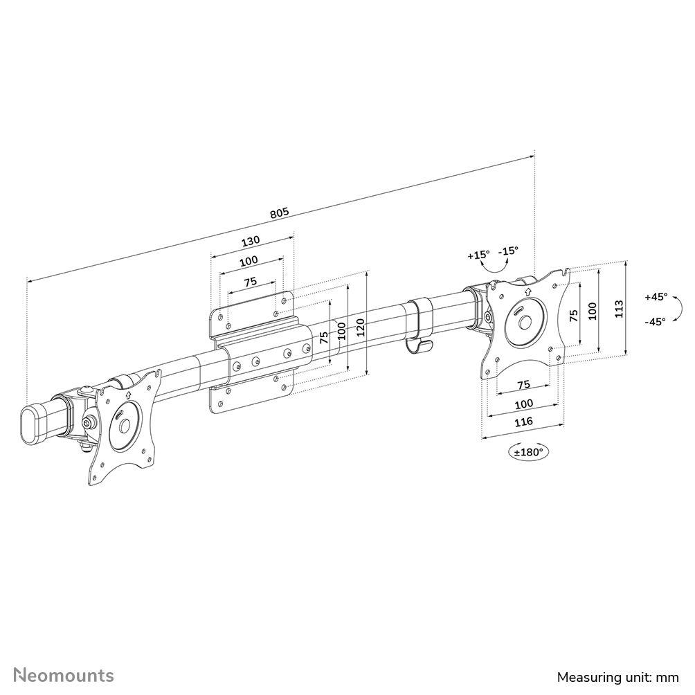Adaptador para Suporte de Monitor NEOMOUNTS FPMA-CB100BLACK (100 x 100 mm - 68,6 cm - 10 kg - Preto), miniatura 6