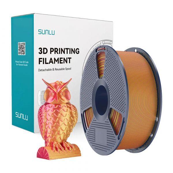 Filamento 3D SUNLU PLA+ Silk DC R Go (Vermelho e Dourado)