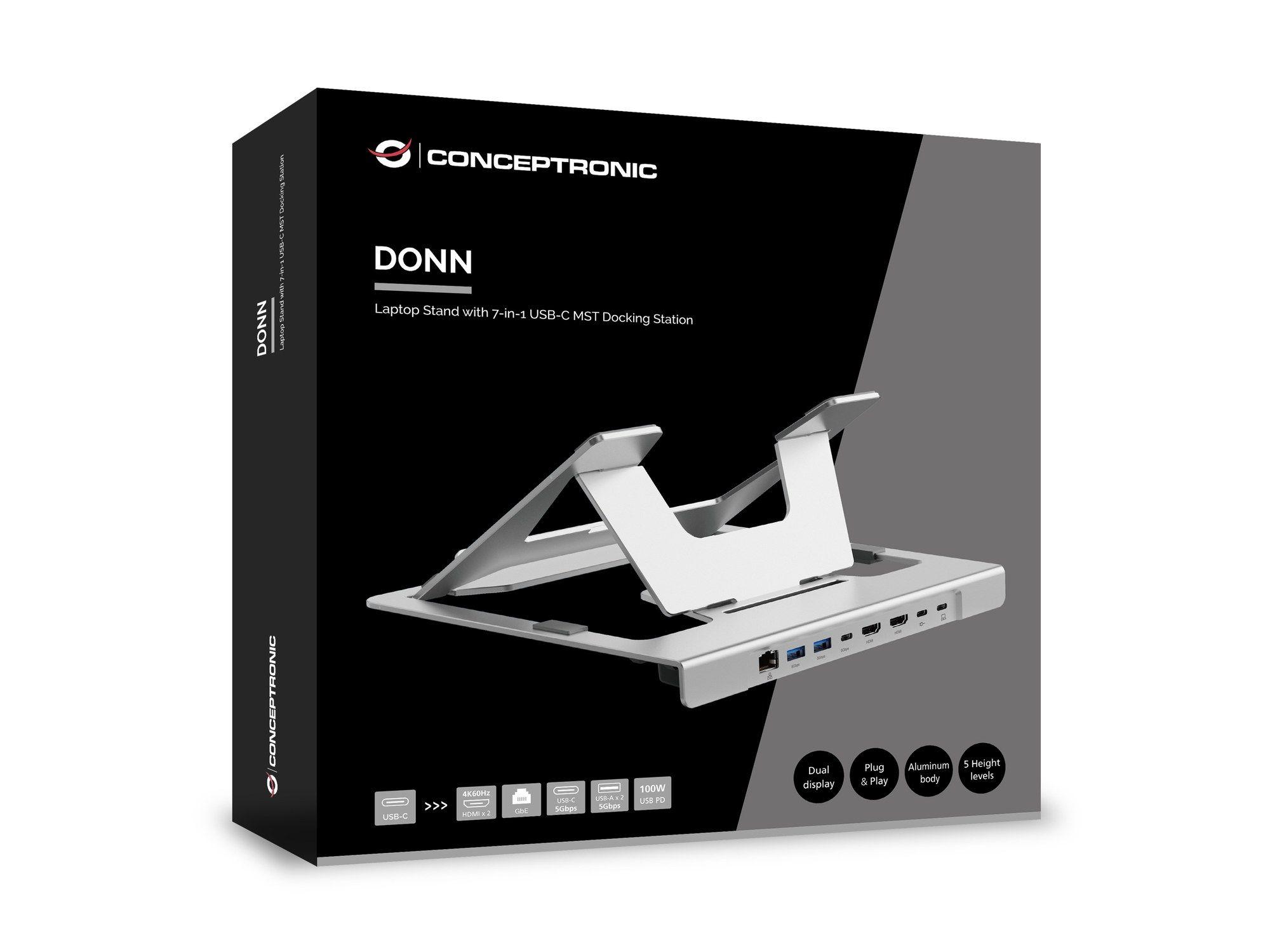 Suporte para Computador Portátil com Dock CONCEPTRONIC DONN35S (Prateado), miniatura 6