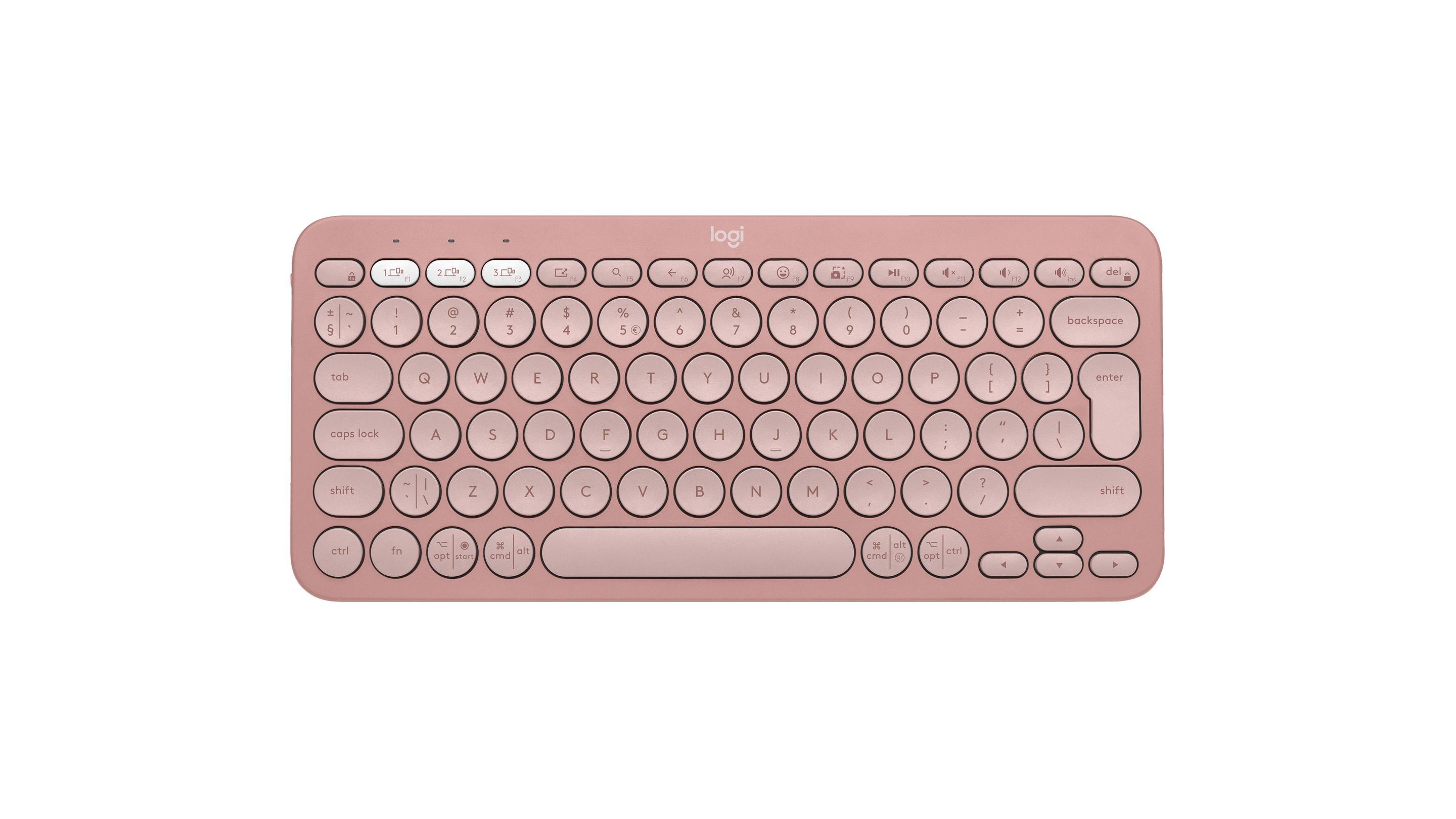 Teclado LOGITECH Pebble Keys 2 K380s (Estados Unidos - Teclas tesoura - Mini - Rosa)