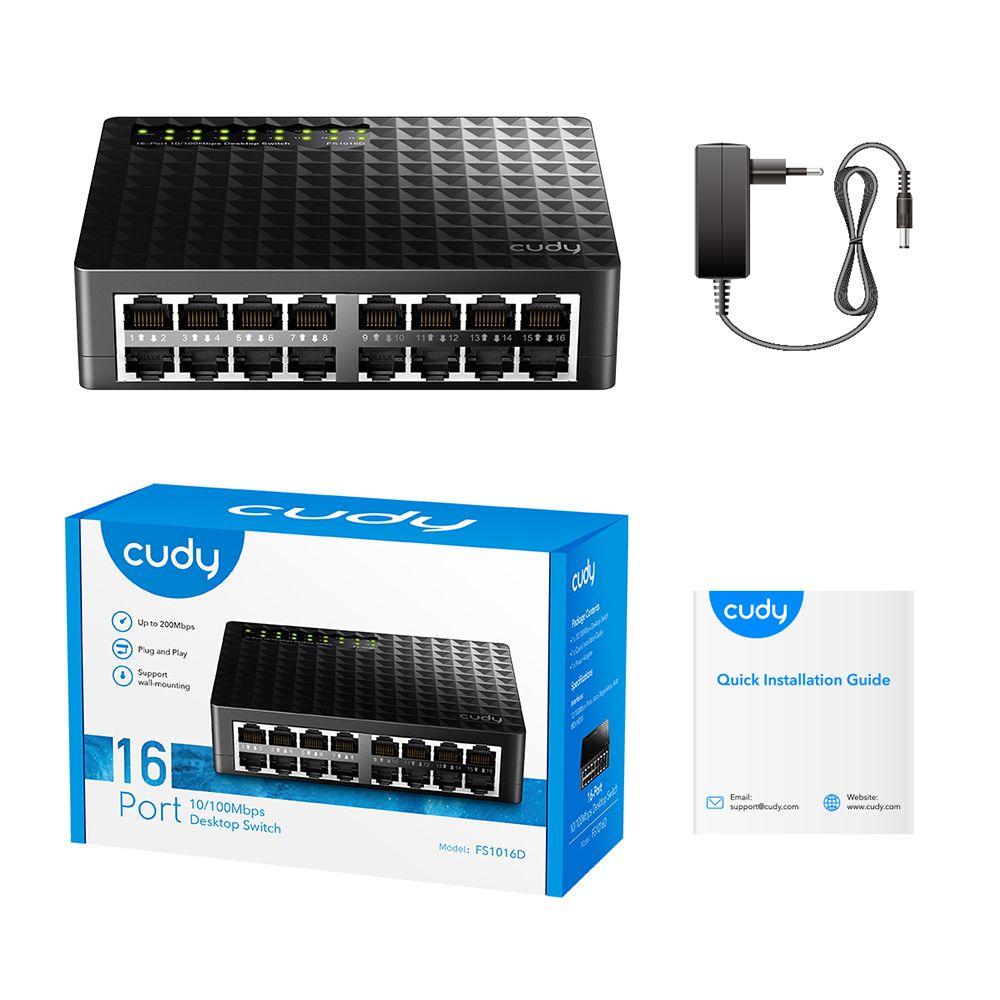 Switch de Rede CUDY FS1016D (Fast Ethernet - 1,6 Gbit/s - Prateado) — miniatura 3
