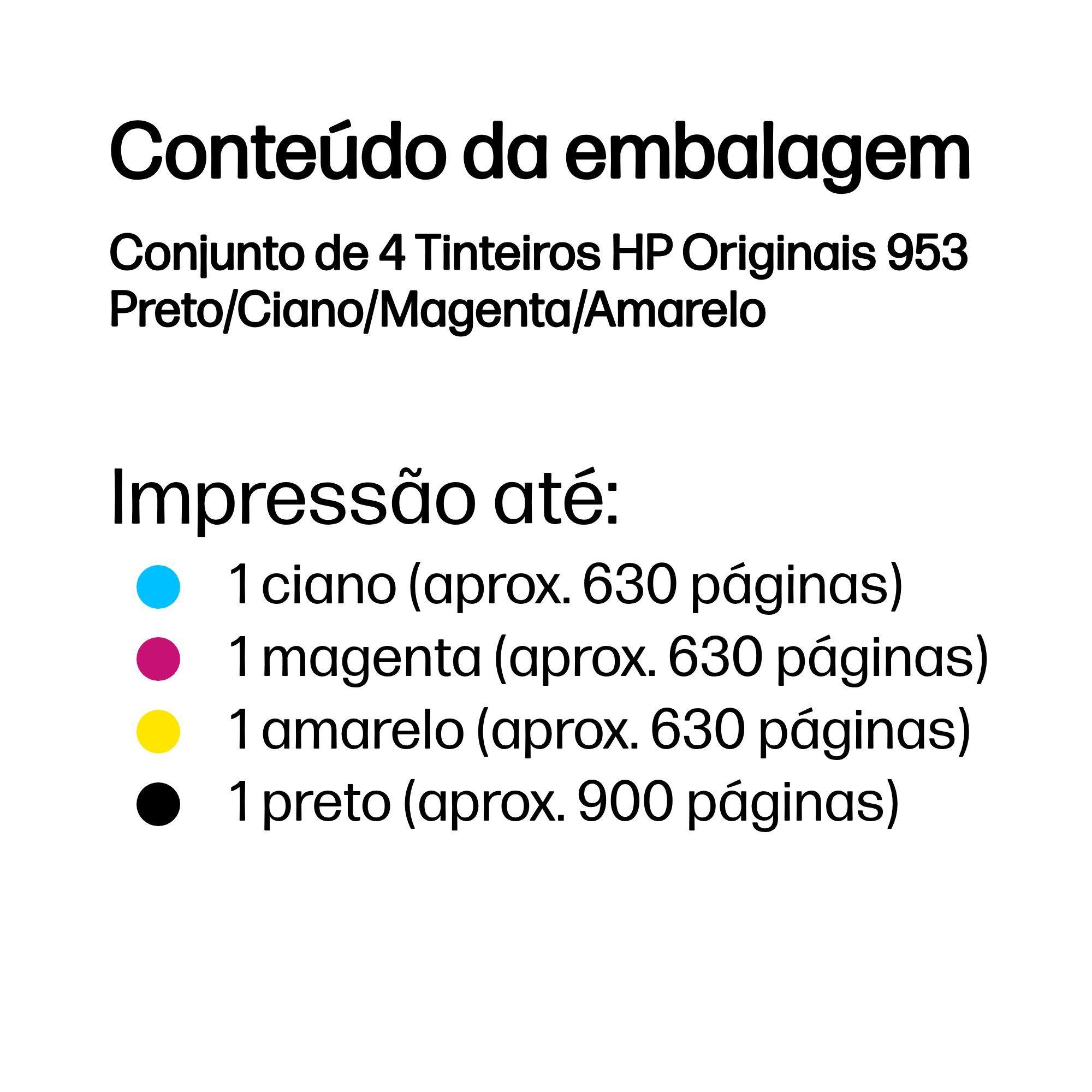 Conjunto de 4 Tinteiros HP 953 (900 páginas - Preto/Ciano/Magenta/Amarelo) — miniatura 3