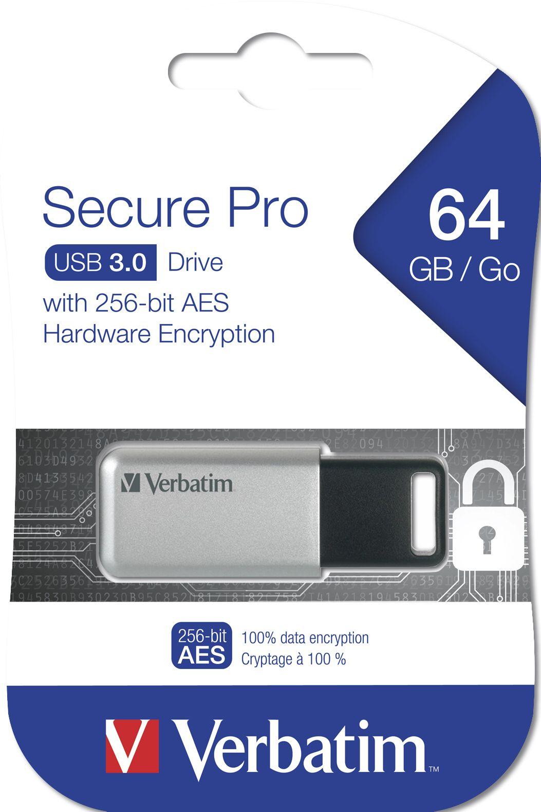 Pen USB VERBATIM Store 'n' Go Secure Pro (Com tampa - USB Type-A - 3.2 Gen 1 - Preto e Cinzento) — miniatura 3