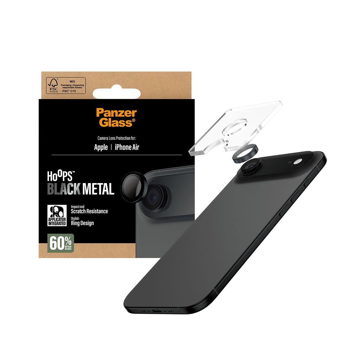 Protetor de Lentes de Câmara PANZERGLASS Hoops para iPhone Air (Apple iPhone Air - Apple - Vidro temperado, Silicone - Preto), miniatura 5