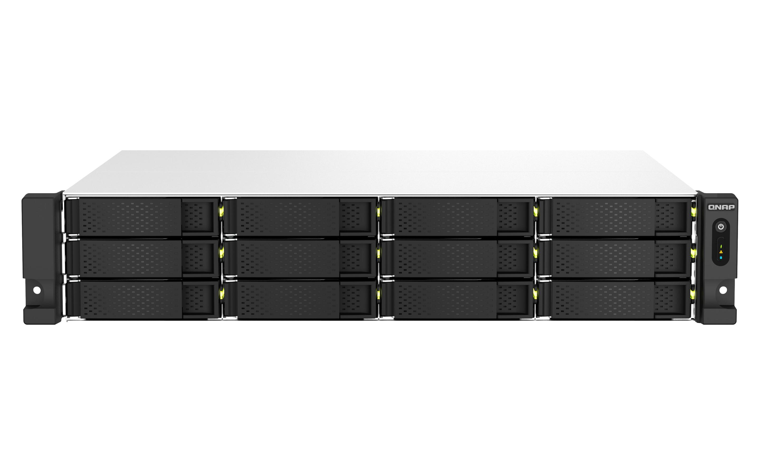 NAS QNAP TS-1264U-RP-8G (Serial ATA II, Serial ATA III - 8 GB - 12 baias - Alumínio e Preto)