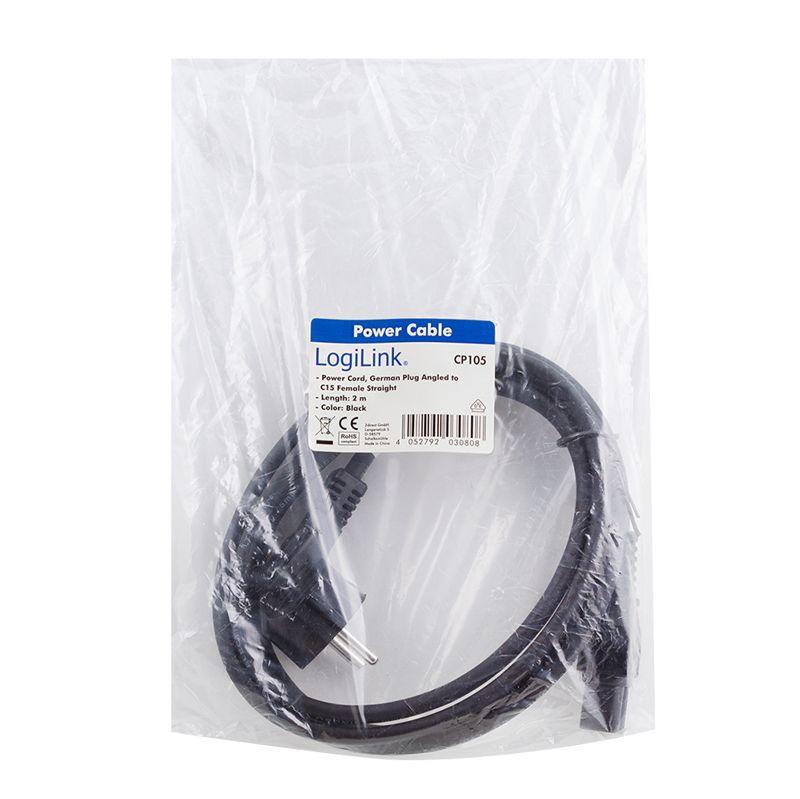 Cabo de Alimentação LOGILINK CP105 (2 m - CEE 7/7 - Acoplador C15 - Preto), miniatura 2
