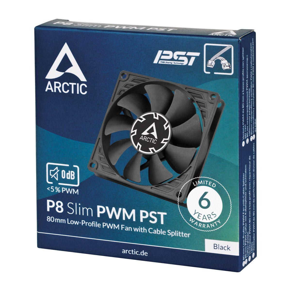 Ventoinha para Caixa de Computador ARCTIC P8 Slim PWM PST (Preto), miniatura 6