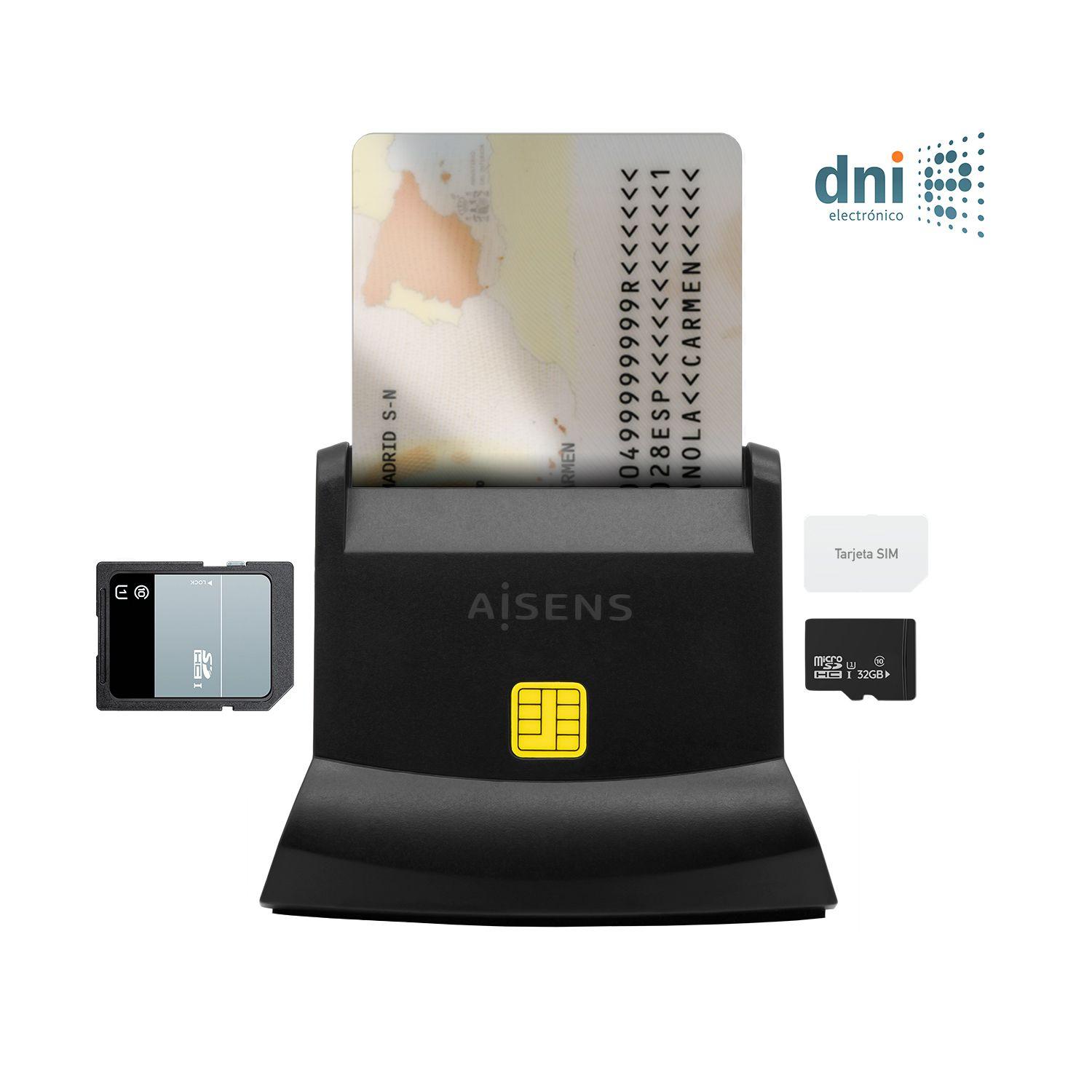 Leitor de Cartões Inteligentes e Memória AISENS ASCR-SN04CSD-BK (USB 2.0 - Preto), miniatura 2