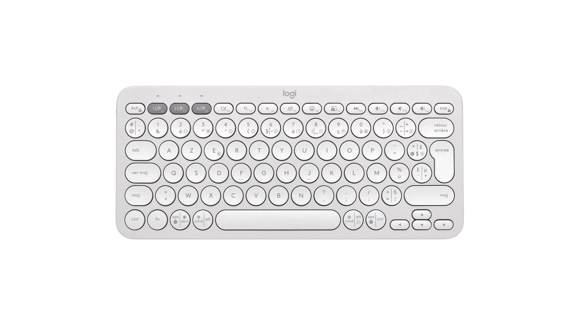 Teclado LOGITECH Pebble Keys 2 K380s (Francês - Teclas tesoura - Mini - Branco)