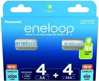 Pilhas Recarregáveis PANASONIC Eneloop BK-KJMCDE44E (Prateado)