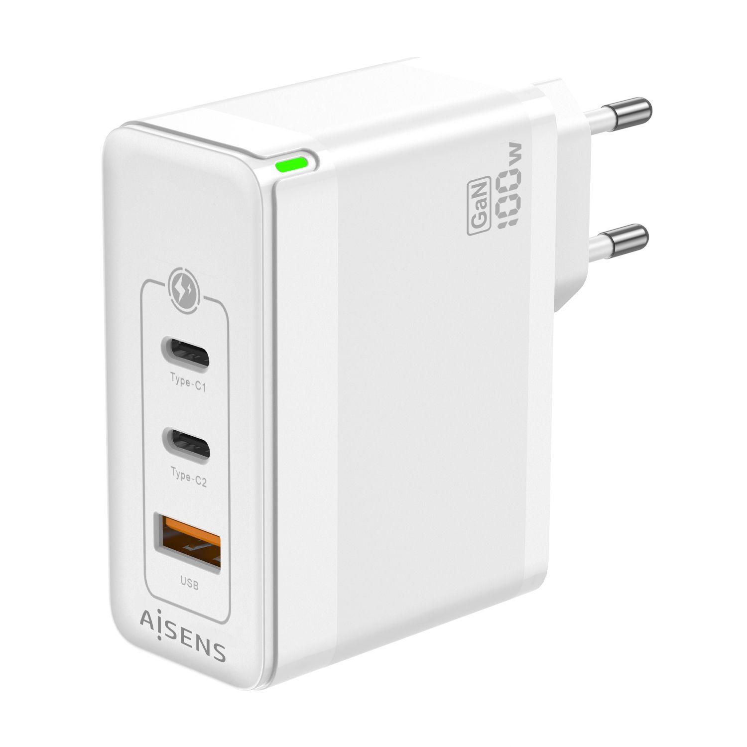 Carregador de Parede AISENS ASCH-100W3P008-W (100 W - Até 100 W - Branco), miniatura 2
