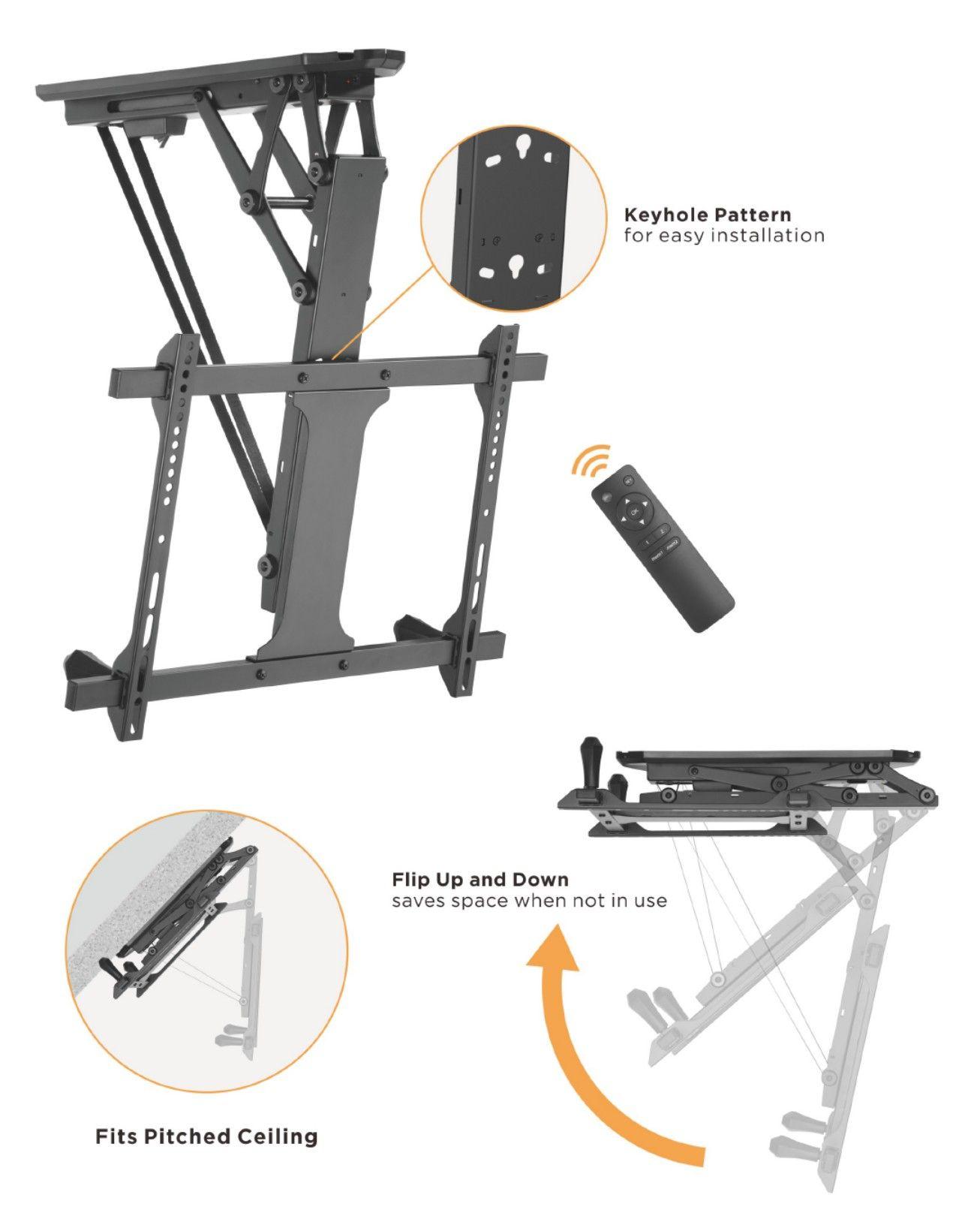 Suporte de Teto Motorizado para TV EQUIP 650329 (32"-70" - VESA até 600 x 400 mm - 35 kg - Preto), miniatura 11