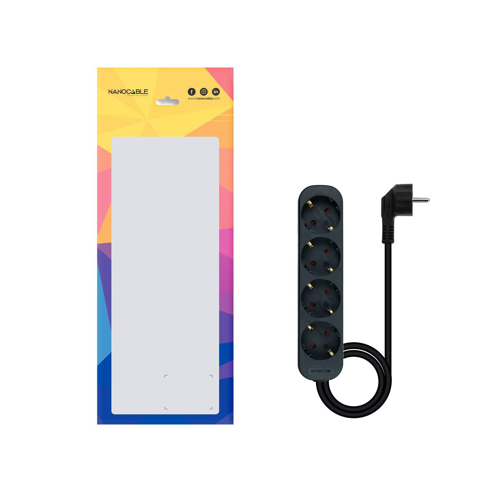 Extensão Elétrica de 4 Tomadas NANOCABLE 10.37.0004-NS-BK (Preto), miniatura 3
